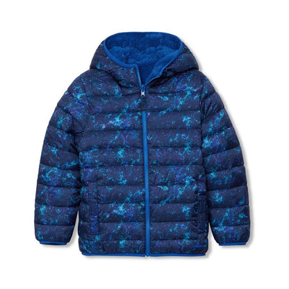 جاكيت Lands' End Kids المقاوم للماء والقابل للعكس بغطاء رأس