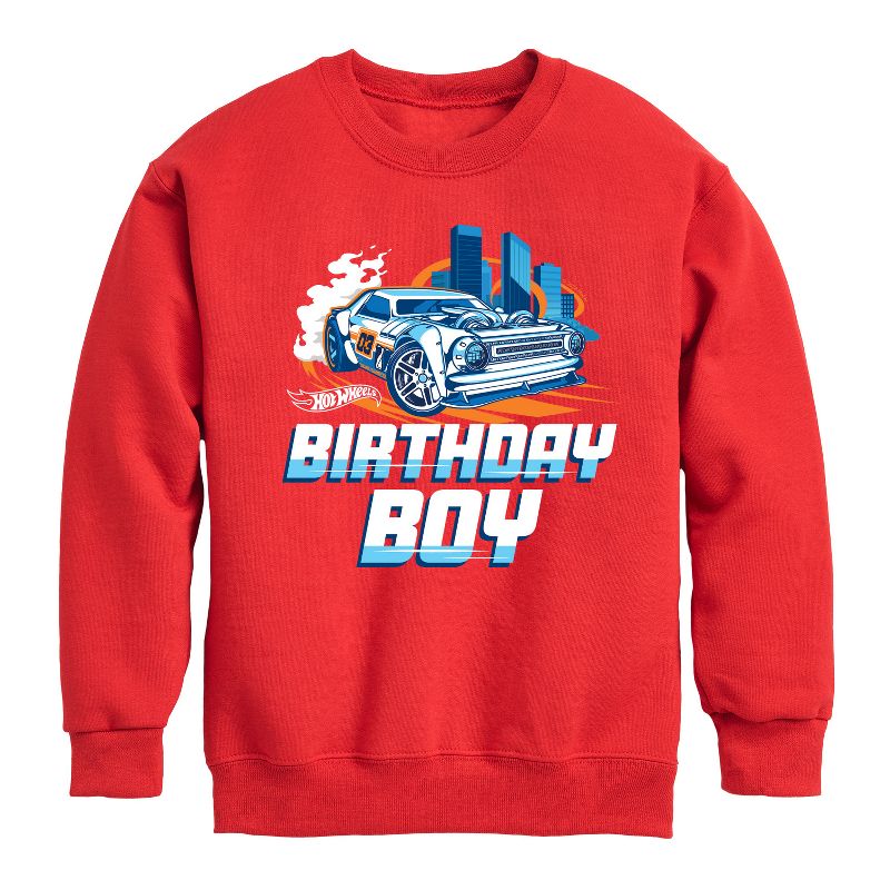 Boys' - Hot Wheels - Birthday Boy Graphic Long Sleeve Fleece Sweatshirt
