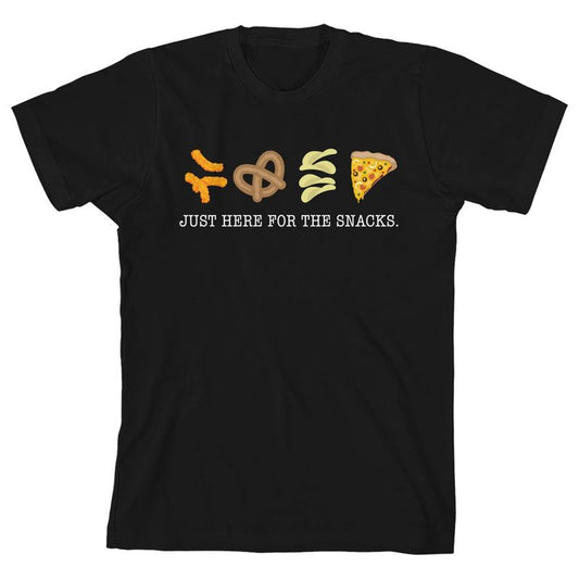 Just Here for the Snacks Youth Black Short Sleeve Crew Neck Tee