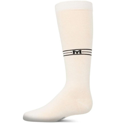 Memoi Girls Stretch Cotton Multi Stripe "M Graphic" Knee Sock