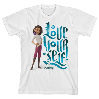 Spellbound Elian Pose Love Your Self Youth White Crew Neck Short Sleeve T-shirt