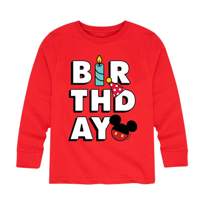 Boys' - Disney - Mickey Birthday Icons Long Sleeve Graphic T-Shirt