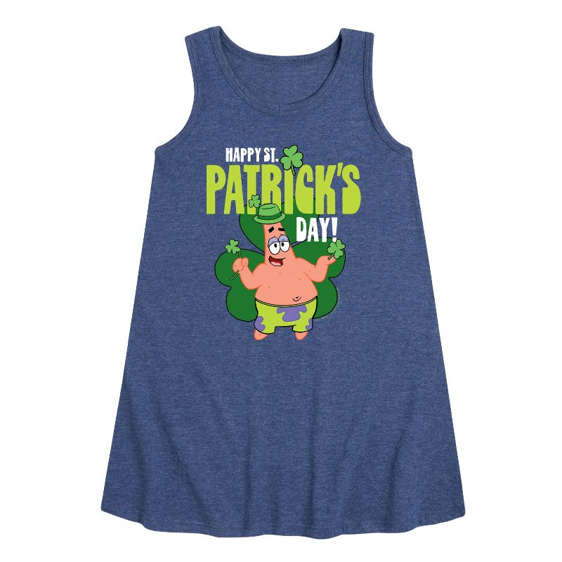 فستان بناتي من سبونج بوب سكوير بانتس بدون أكمام بتصميم جرافيكي لعيد القديس باتريك