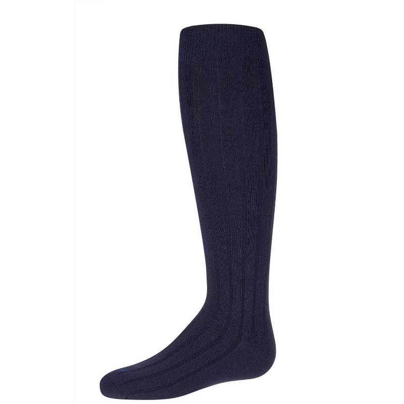 Memoi Girls Wide Ribbed Cotton Blend Uniform Knee Socks