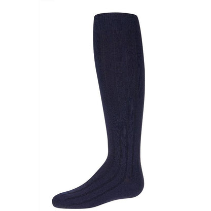 Memoi Girls Wide Ribbed Cotton Blend Uniform Knee Socks