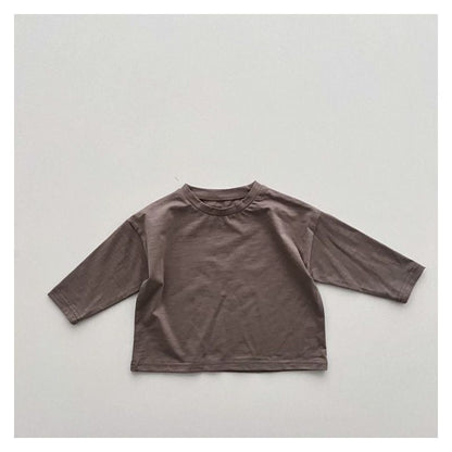 MyKids-Usa Baby Boy And Girl Solid Color Pullover Design Long-Sleeved Tops