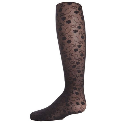 Memoi Sweet Blossoms Girls Sheer Floral Lace Pantyhose