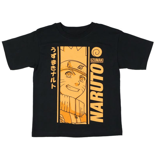 Seven Times Six Naruto Uzumaki Shirt Boy's Orange Monochrome Short Sleeve Graphic Top Black