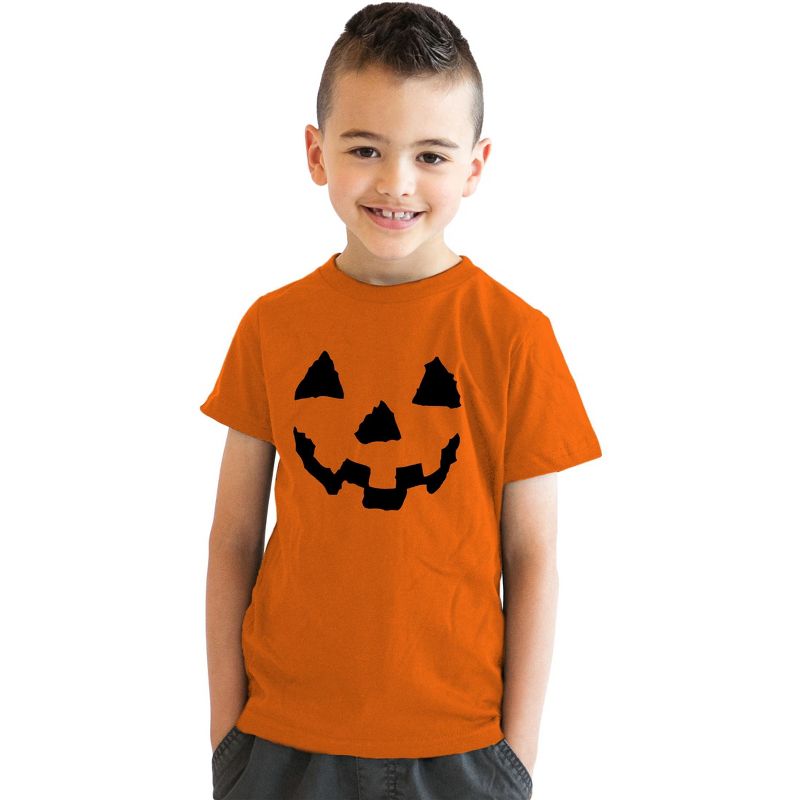 Youth Pumpkin Face T-Shirt Funny Halloween Shirt for Kids - Crazy Dog Youth T Shirt