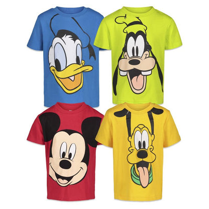 Disney Mickey Mouse Pluto Donald Duck Goofy 4 Pack T-Shirts Little Kid to Big Kid