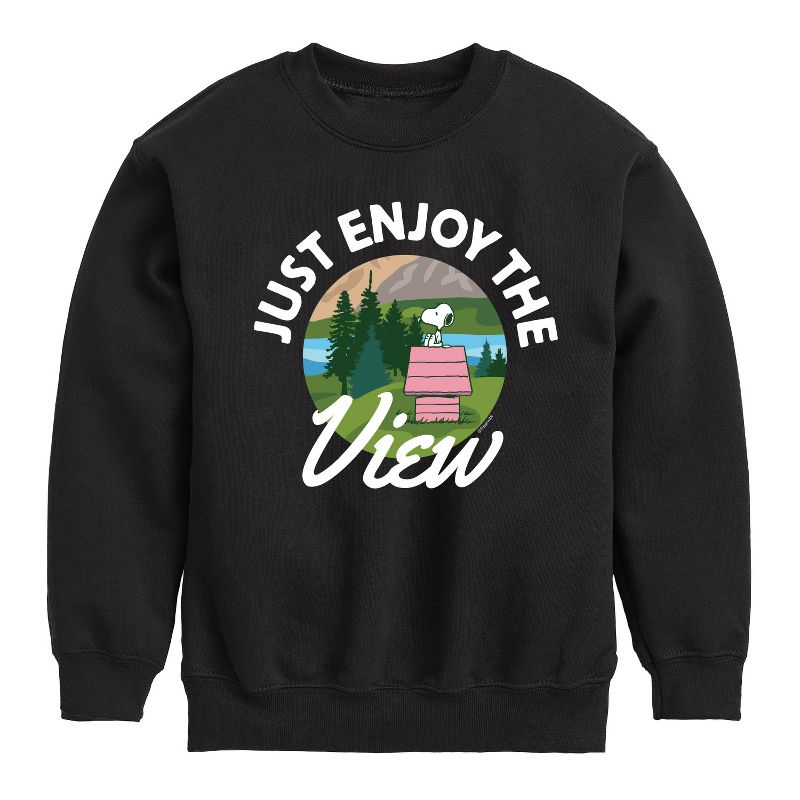 Boys' - Peanuts - Just Enjoy The View Graphic Long Sleeve Fleece Sweatshirt
