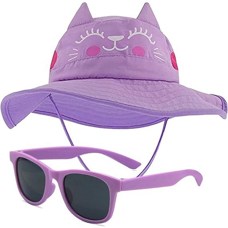 Kids Sun Hat for Girls & Boys with UV Protection - Toddler Beach Hat for Fishing Safari Play Hat with Sunglasses (2-7 Years)