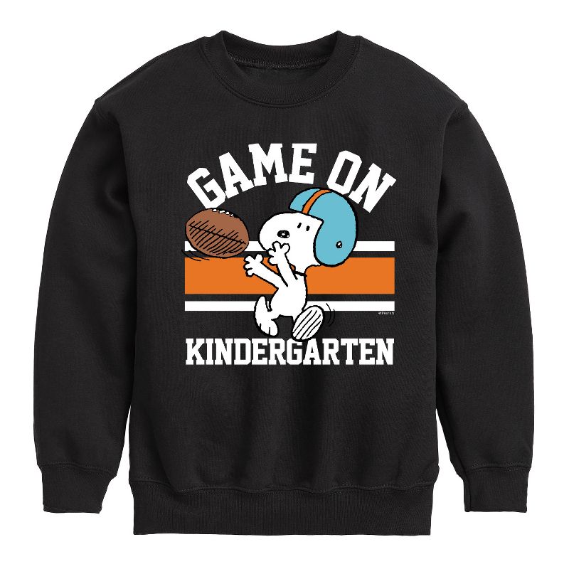 Boys' - Peanuts - Game On Kindergarten Graphic Long Sleeve Fleece Sweatshirt