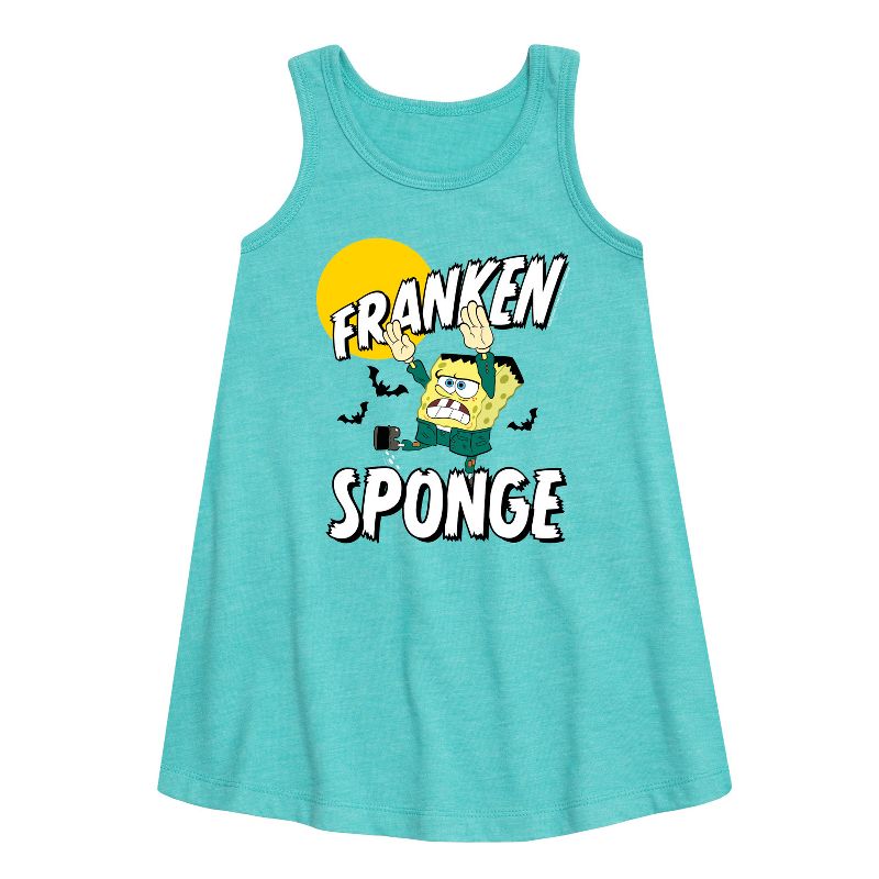 Girls' - SpongeBob SquarePants - Franken Sponge Graphic Sleeveless Aline Dress