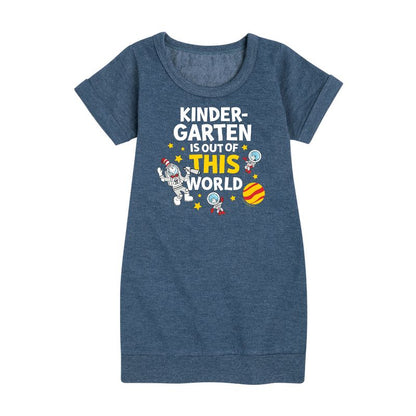 Girls' - Dr. Seuss - Kindergarten Out Of This World Graphic Short Sleeve Fleece Dress