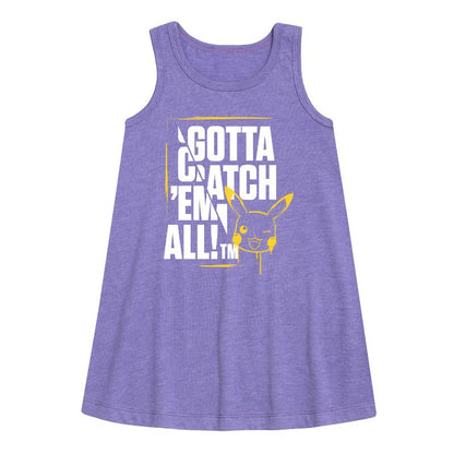 Girls' - Pokémon - Gotta Catch Em All Graphic Sleeveless Aline Dress