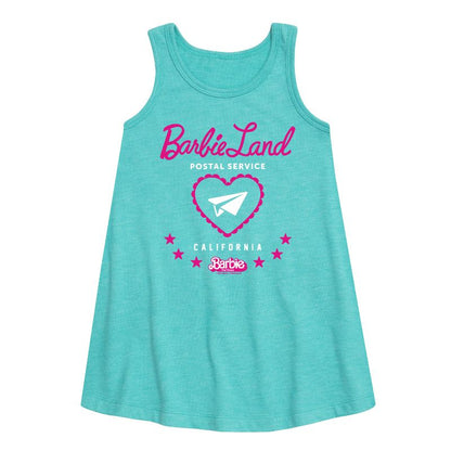 Girls' - Barbie - Barbie Land Postal Service California Graphic Sleeveless Aline Dress