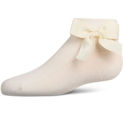 Memoi Girls' Ribbed Bow Anklet Socks
