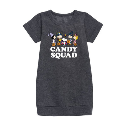 Girls' - Peanuts - Candy Squad Graphic Short Sleeve Fleece Dress