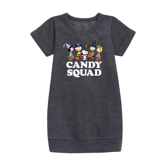 Girls' - Peanuts - Candy Squad Graphic Short Sleeve Fleece Dress