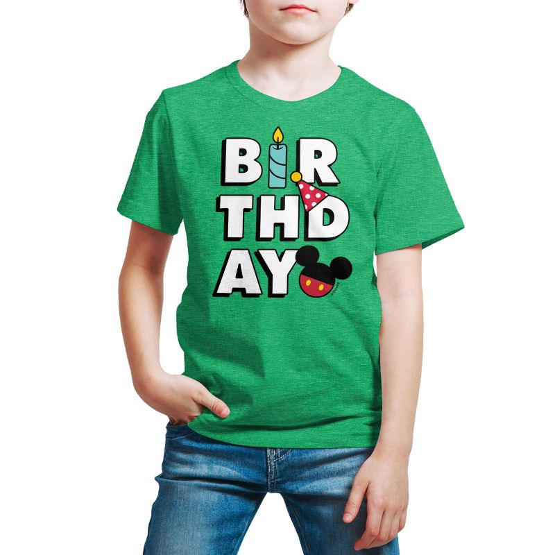 Boys' - Disney - Mickey Birthday Icons Short Sleeve Graphic T-Shirt