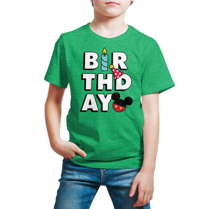 Boys' - Disney - Mickey Birthday Icons Short Sleeve Graphic T-Shirt