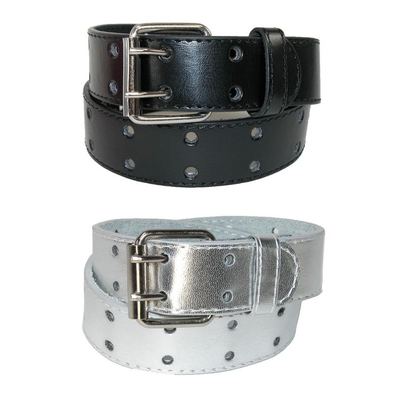 CTM Kid's Leather Two Hole Jean Belt (Pack of 2 Colors)
