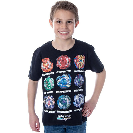 Seven Times Six Beyblade Burst Boys' Spinner Tops T-Shirt Black