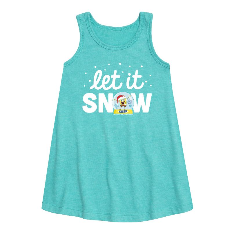 فستان "Let It Snow" الجرافيكي بدون أكمام بتصميم خطي للفتيات - سبونج بوب سكوير بانتس