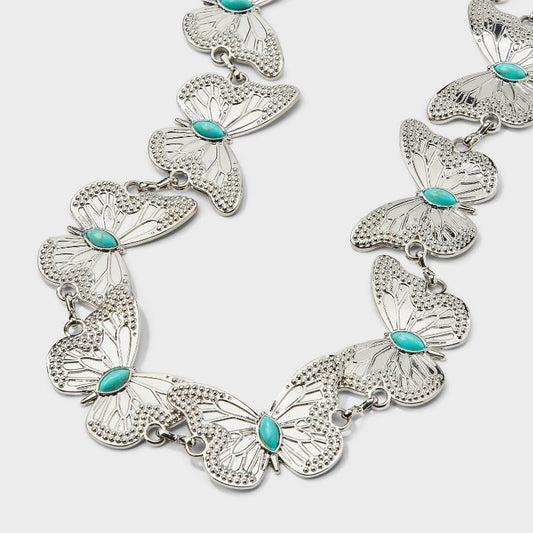 Girls' Butterfly Chain Belt - art class™ Silver