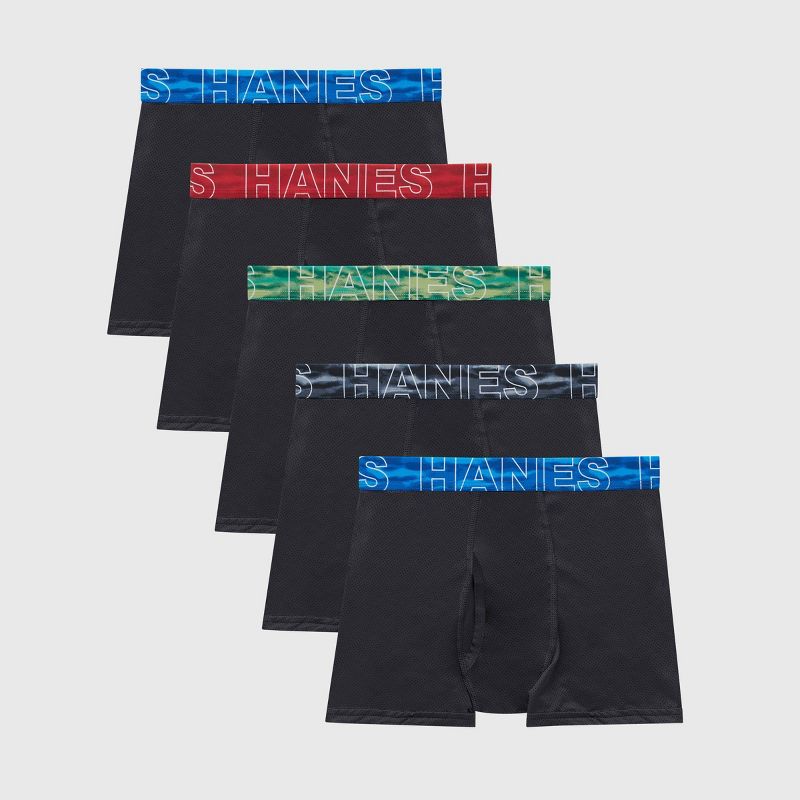Hanes Boys' 5pk Moves Breathable X-Temp Boxer Briefs - Blue