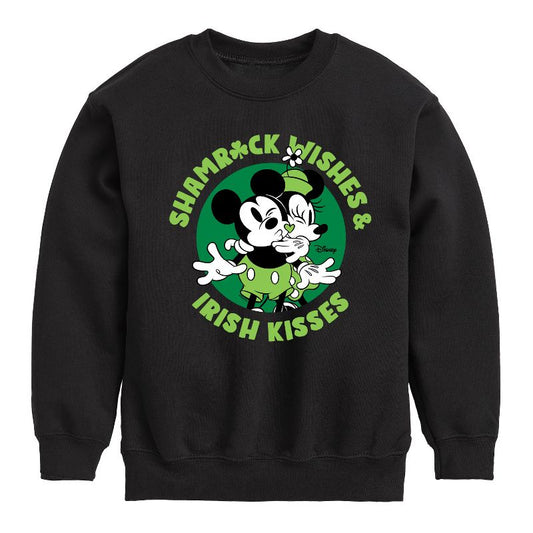 Boys' - Disney - Shamrock Wishes Irish Kisses Graphic Long Sleeve Fleece Sweatshirt