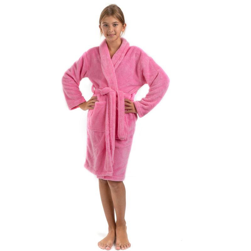 BC BARE COTTON Girls Shawl Robe Microfiber Plush Fleece Bathrobe