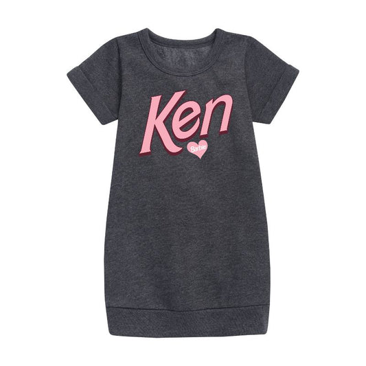 Girls' - Barbie - Ken Hearts Barbie Graphic Short Sleeve Fleece Dress