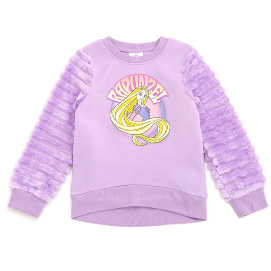 Disney Girls Fleece Sweatshirt with Faux Fur Sleeves Toddler