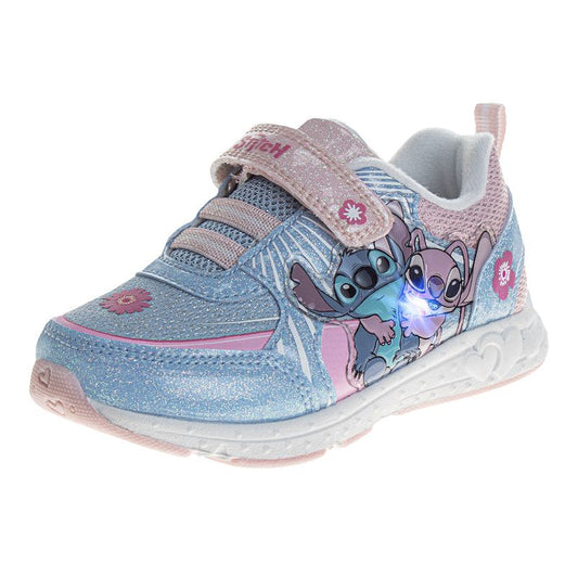 Disney Stitch and Angel Girls' Hook and Loop Pull Tab Light Up Fashion Sneakers (Toddlers)