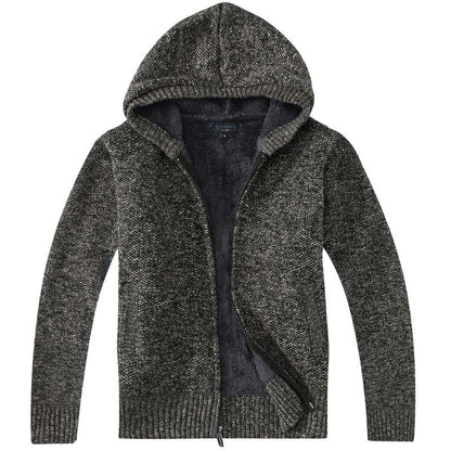 Gioberti Boy's Full Zip Knitted Cardigan Sweater with Hoody and Faux Shearling Lining