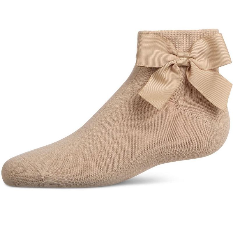 Memoi Girls' Ribbed Bow Anklet Socks