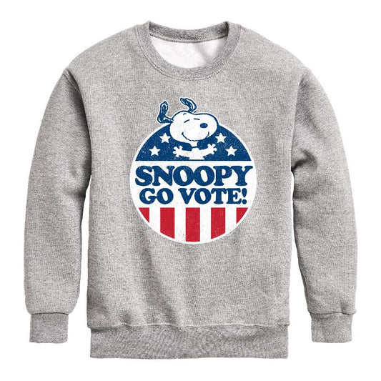 Boys' - Peanuts - Snoopy Go Vote Graphic Long Sleeve Fleece Sweatshirt