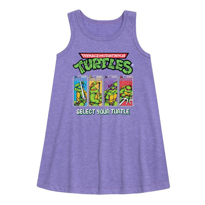 Girls' - Teenage Mutant Ninja Turtles - Select Your Turtle Video Game Graphic Sleeveless Aline Dress