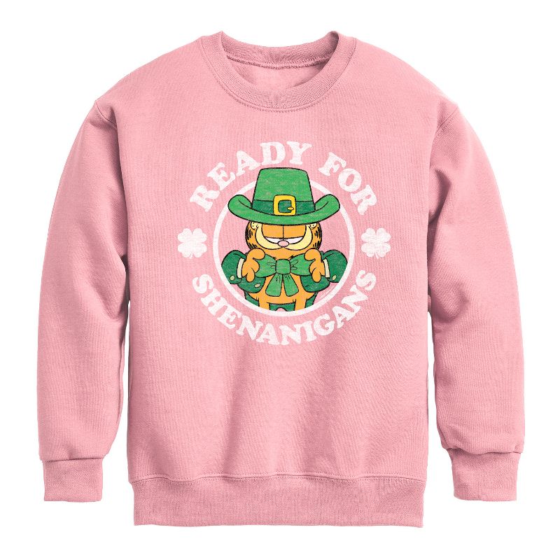 Boys' - Garfield - Ready For Shenanigans Graphic Long Sleeve Fleece Sweatshirt