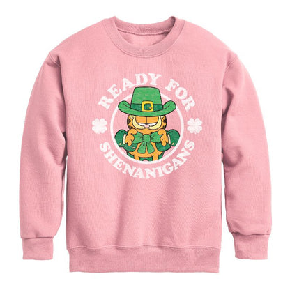 Boys' - Garfield - Ready For Shenanigans Graphic Long Sleeve Fleece Sweatshirt