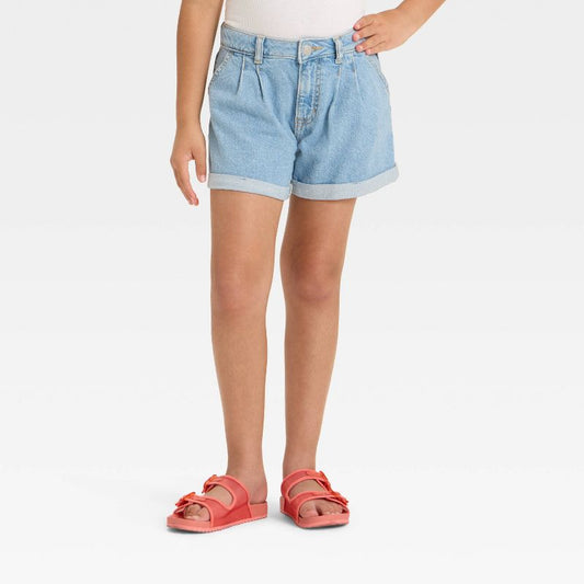 Girls' Pleated Front Cuffed Jean Shorts - Cat & Jack™