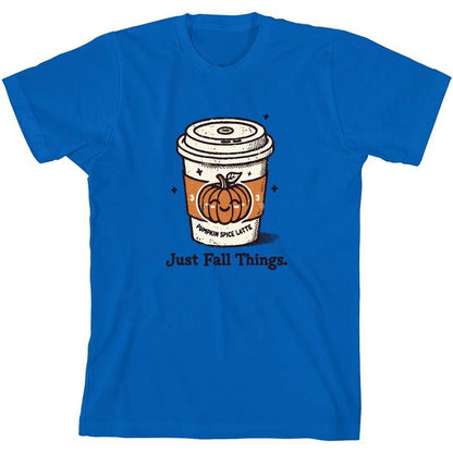 تي شيرت شبابي بأكمام قصيرة ورقبة دائرية من Just Fall Things Pumpkin Spice Latte