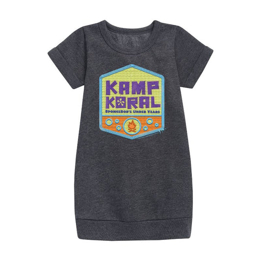Girls' - SpongeBob SquarePants - Kamp Koral Kamp Koral Logo Badge Graphic Short Sleeve Fleece Dress
