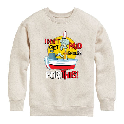 Boys' - SpongeBob SquarePants - Squidward I Dont Get Paid Enough Graphic Long Sleeve Fleece Sweatshirt