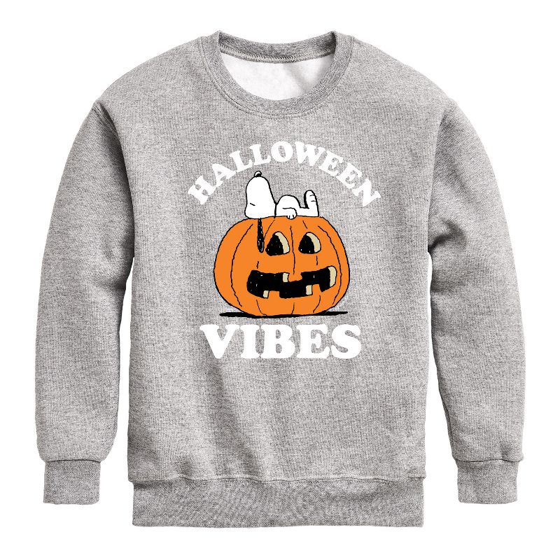 Boys' - Peanuts - Halloween Vibes Graphic Long Sleeve Fleece Sweatshirt
