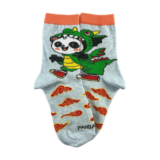 Panda Wearing Dragon Costume Socks for Kids from the Sock Panda (Ages 3-7)
