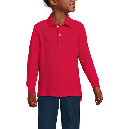 Lands' End School Uniform Kids Long Sleeve Mesh Polo Shirt