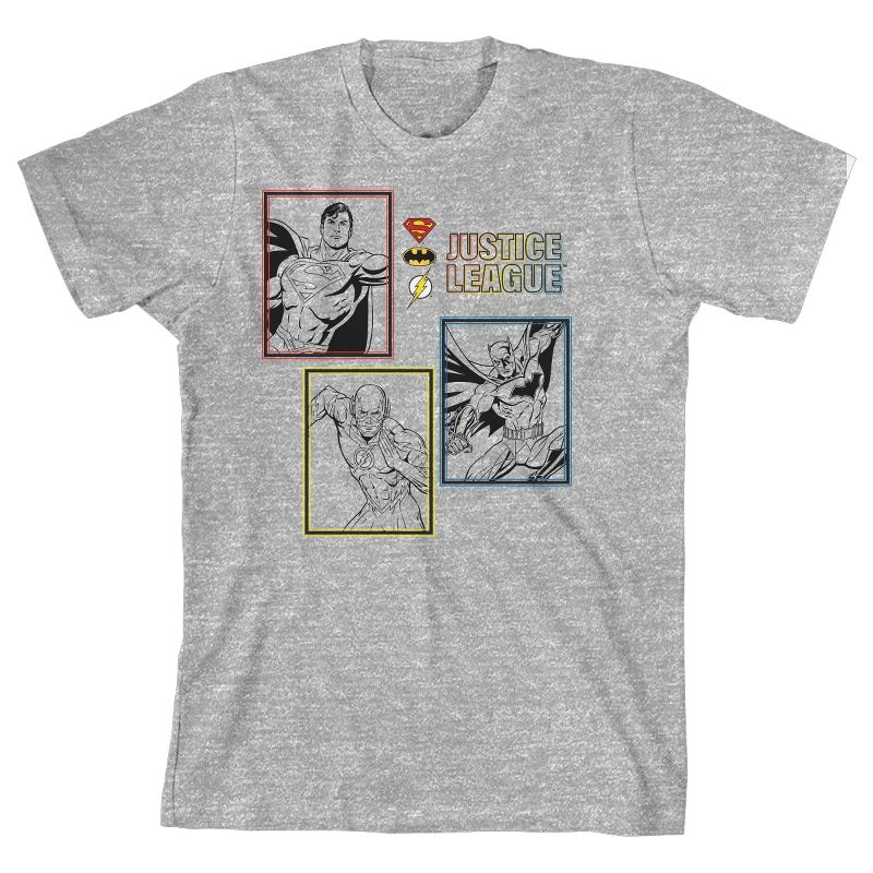 تي شيرت رياضي رمادي للأولاد من مجموعة أبطال بألوان بسيطة من رابطة العدالة